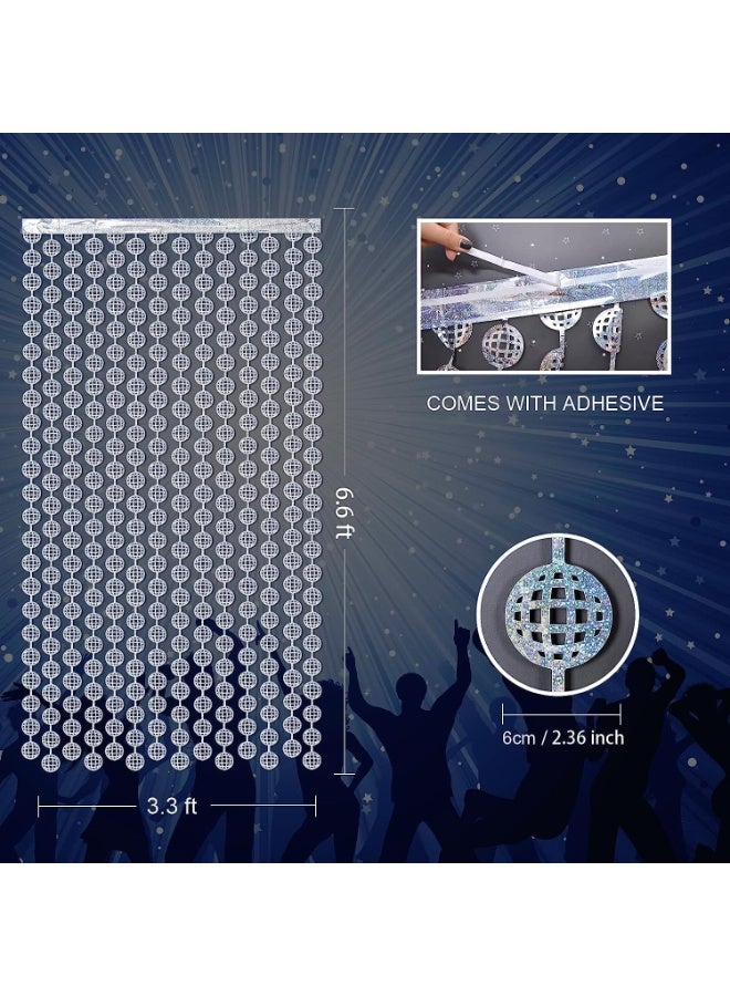 INSIJAM 2 Pcs Disco Ball Foil Curtain- 6.6 x 3.3 ft Laser Disco Bachelorette Party Decorations-Backdrop Photo Booth Props for Party Birthday Graduation Bridal Shower Wedding - Image 3