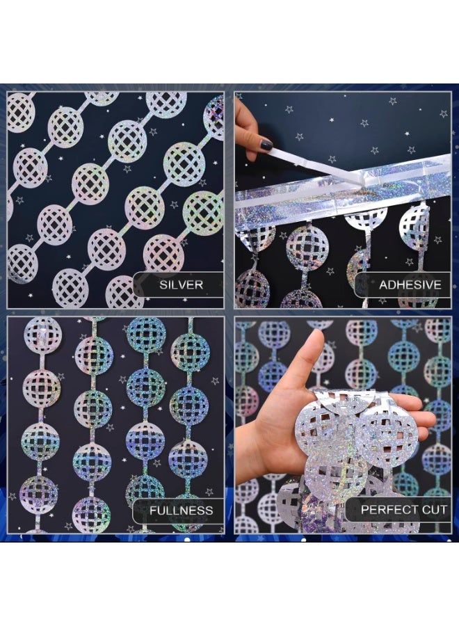 INSIJAM 2 Pcs Disco Ball Foil Curtain- 6.6 x 3.3 ft Laser Disco Bachelorette Party Decorations-Backdrop Photo Booth Props for Party Birthday Graduation Bridal Shower Wedding - Image 2