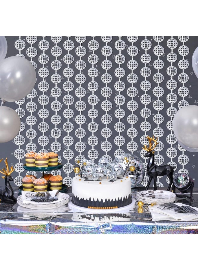 INSIJAM 2 Pcs Disco Ball Foil Curtain- 6.6 x 3.3 ft Laser Disco Bachelorette Party Decorations-Backdrop Photo Booth Props for Party Birthday Graduation Bridal Shower Wedding - Image 4