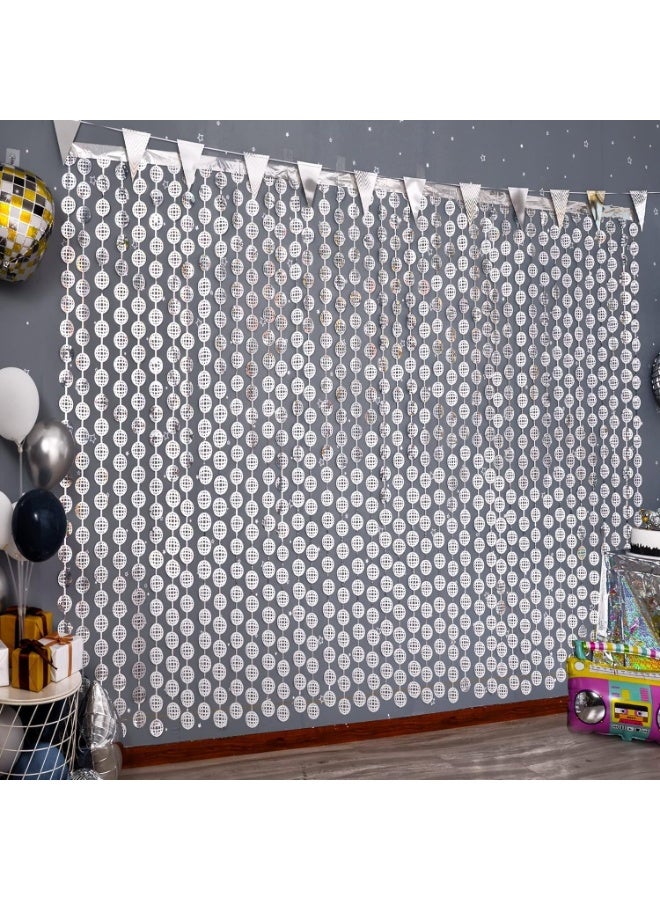 INSIJAM 2 Pcs Disco Ball Foil Curtain- 6.6 x 3.3 ft Laser Disco Bachelorette Party Decorations-Backdrop Photo Booth Props for Party Birthday Graduation Bridal Shower Wedding - Image 1