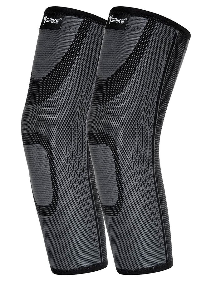 Spike Knee Cap Brace Support for Knee Pain Relief, Gym Running, Cycling, Jogging for Both Men and Women Pair (Black, Large) - Image 1