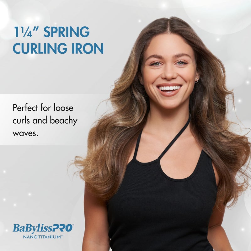 BaBylissPRO Nano Titanium Spring Curling Iron, 1.25" Professional Spring Hair Curler for Long Lasting Curls & All Hair Types - Image 3