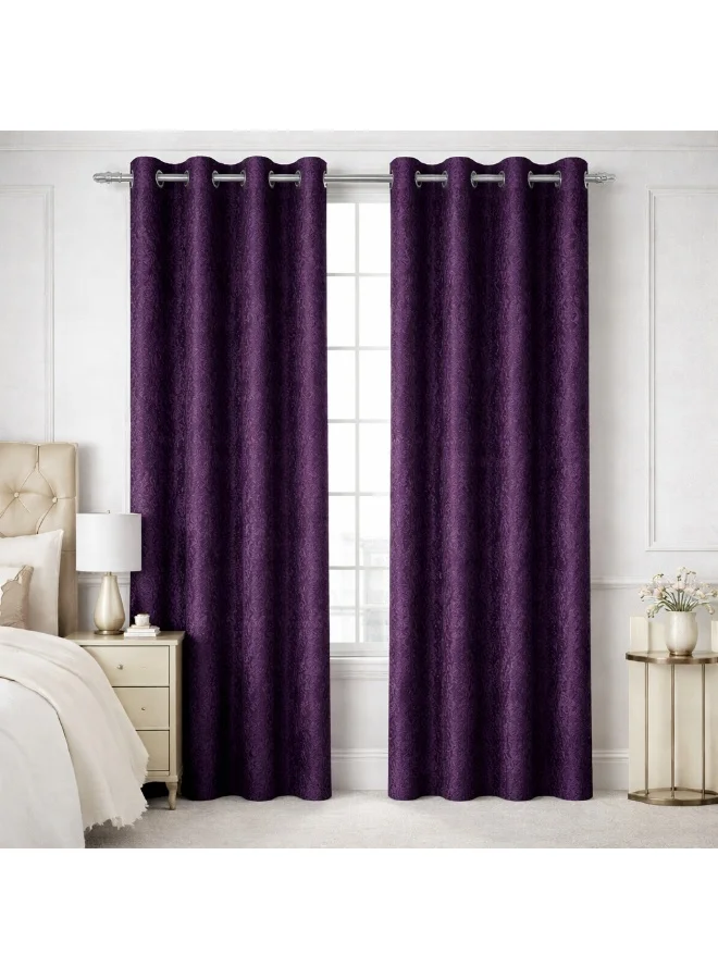 Bliss Casa Bliss Casa Indigo Plus Window Curtains 2 Pack 240 x 140 cm – Heavy Fabric Printed Eyelet Curtains for Bedroom & Living Room – Premium Home Drapes