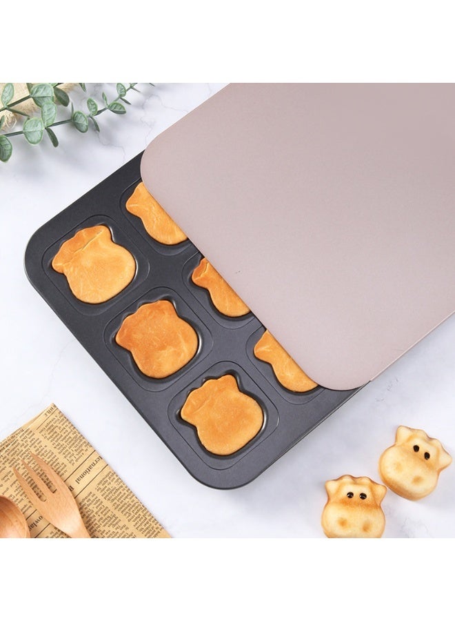 chefmade Black 12-Cup Non-Stick Cartoon Cow 3D Cake Mould - Image 2