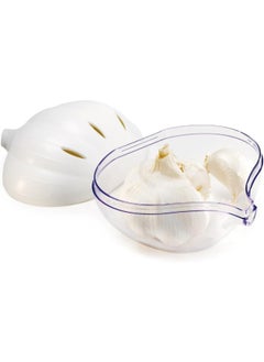 Snips Garlic Keeper Container – White Plastic Garlic‑Shaped Storage Jar with Ventilation Holes  - Image 4