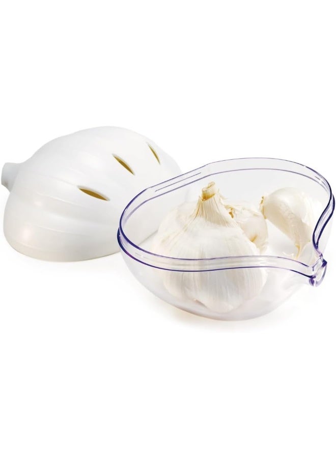 Snips Garlic Keeper Container – White Plastic Garlic‑Shaped Storage Jar with Ventilation Holes - Image 4