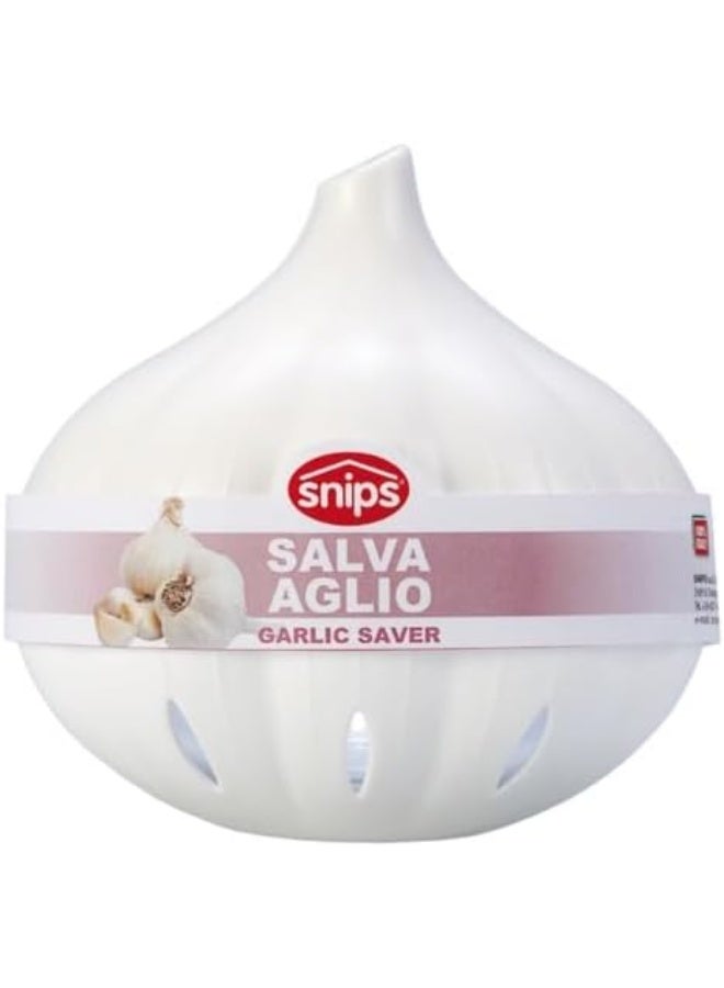 Snips Garlic Keeper Container – White Plastic Garlic‑Shaped Storage Jar with Ventilation Holes - Image 1