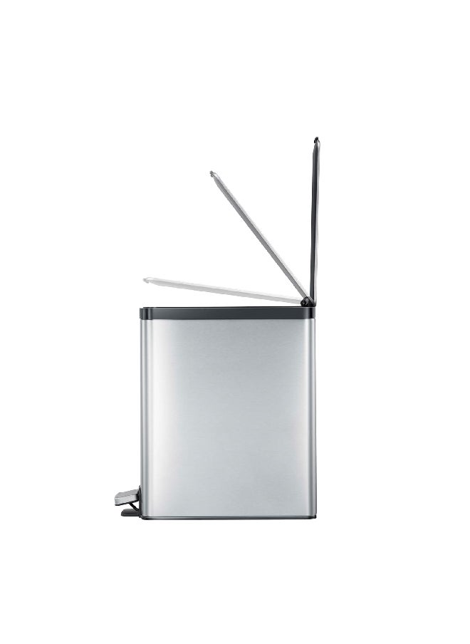 EKO Edison Slim Stainless Steel Step Bin with Soft Close Lid Silver and Black 10 L EK8248MMT-10L  - Image 4