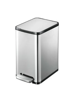 EKO Edison Slim Stainless Steel Step Bin with Soft Close Lid Silver and Black 10 L EK8248MMT-10L  - Image 1