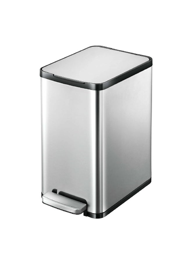 EKO Edison Slim Stainless Steel Step Bin with Soft Close Lid Silver and Black 10 L EK8248MMT-10L  - Image 1