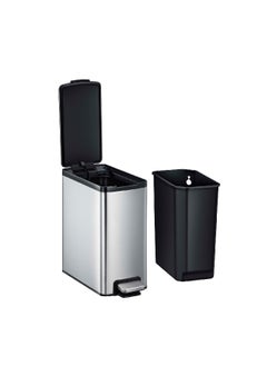 EKO Edison Slim Stainless Steel Step Bin with Soft Close Lid Silver and Black 10 L EK8248MMT-10L  - Image 5