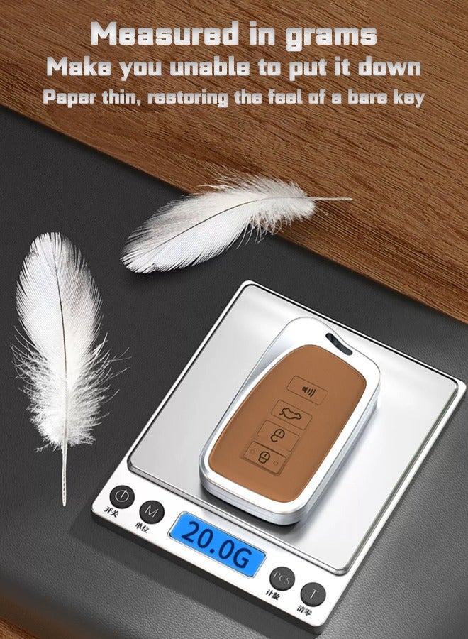 غطاء مفتاح السيارة ، مناسب لـ Lexus ، يلف مفاتيح السيارة بشكل مثالي ، عالية الجودة ، مقاومة للسقوط ، المواد: الطبقة الأولى من جلد البقر وسبائك الألومنيوم - Image 2