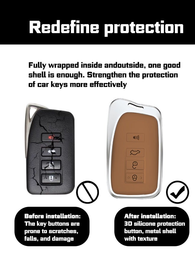 غطاء مفتاح السيارة ، مناسب لـ Lexus ، يلف مفاتيح السيارة بشكل مثالي ، عالية الجودة ، مقاومة للسقوط ، المواد: الطبقة الأولى من جلد البقر وسبائك الألومنيوم - Image 4