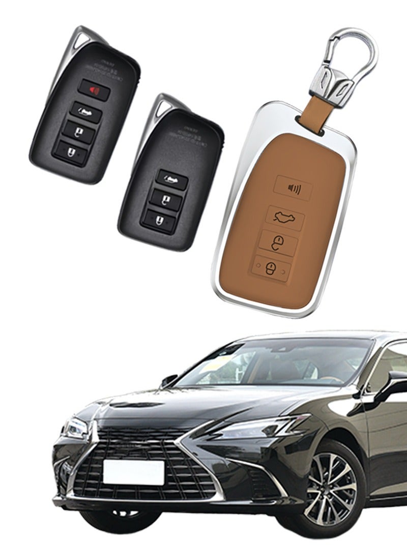 غطاء مفتاح السيارة ، مناسب لـ Lexus ، يلف مفاتيح السيارة بشكل مثالي ، عالية الجودة ، مقاومة للسقوط ، المواد: الطبقة الأولى من جلد البقر وسبائك الألومنيوم - Image 1