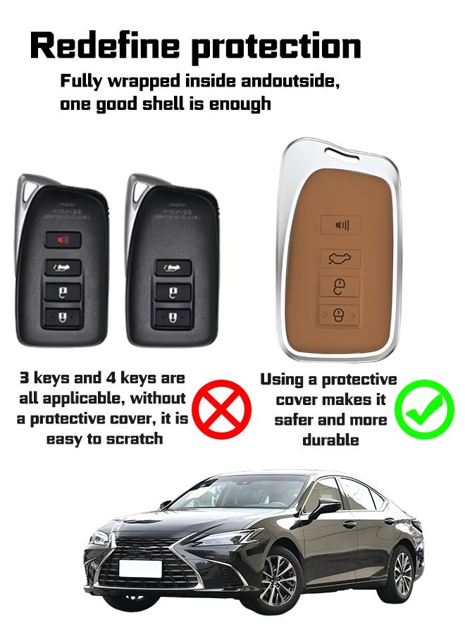 غطاء مفتاح السيارة ، مناسب لـ Lexus ، يلف مفاتيح السيارة بشكل مثالي ، عالية الجودة ، مقاومة للسقوط ، المواد: الطبقة الأولى من جلد البقر وسبائك الألومنيوم - Image 5