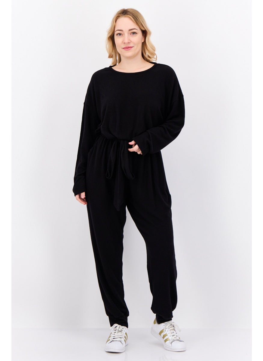 PHILOSOPHY Women Solid Long Sleeve Jumpsuit, Black  - Image 1