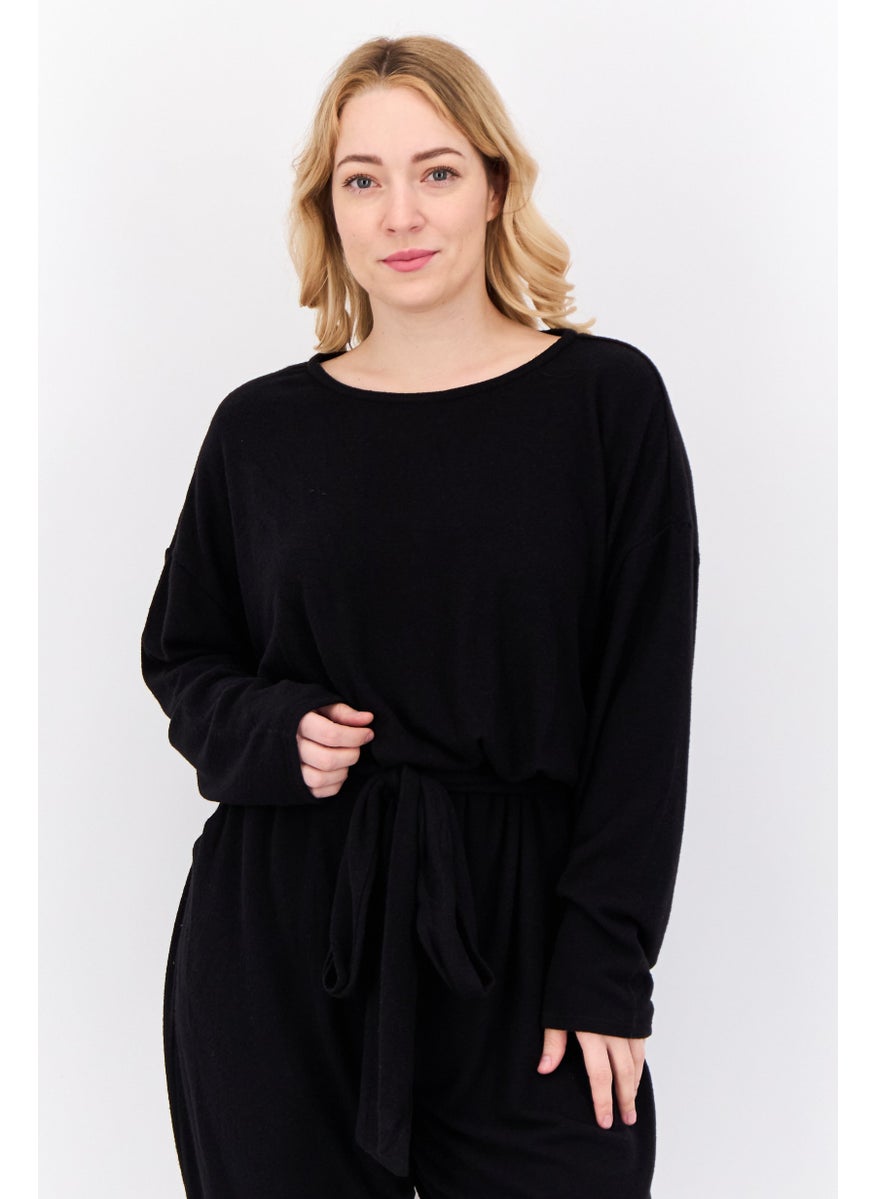 PHILOSOPHY Women Solid Long Sleeve Jumpsuit, Black  - Image 2