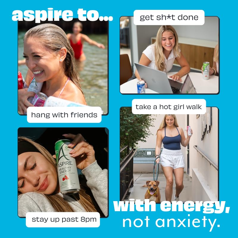 ASPIRE® Fruit Punch, Healthy Energy Drink 80mg Natural Caffeine, Zero Sugar No Carbs Keto Friendly, 12 Pack Green Tea Sugar Free Drink Low Caffeine Zero Calorie - Image 5