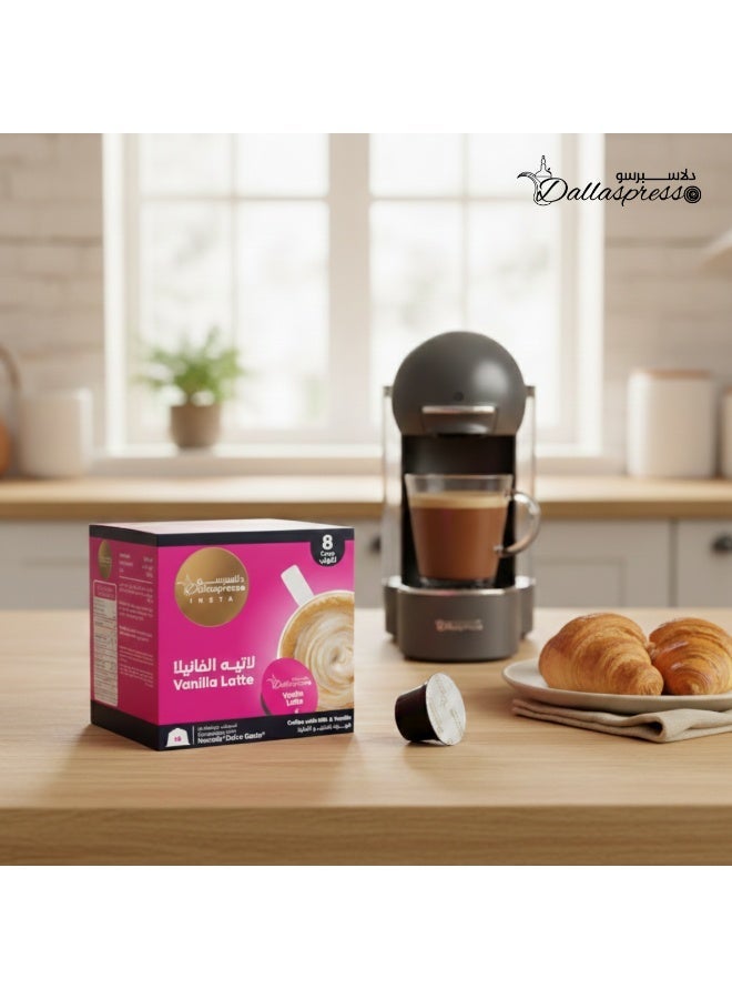 Dallaspresso Vanilla Latte Capsules Pack of 9 – Dolce Gusto Compatible, Smooth & Creamy Vanilla Coffee Blend - Image 2