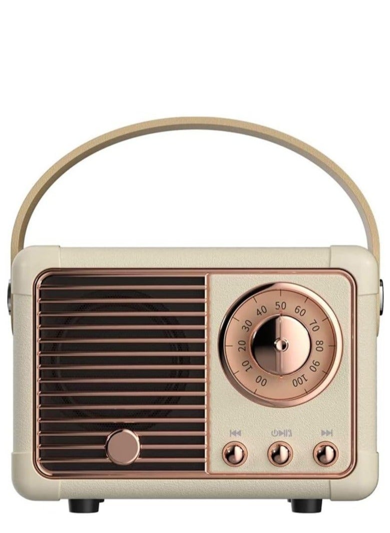 HM-11 Bluetooth Portable Radio, Retro Mini Speaker with Clear Stereo Sound, Rich Bass for iPhone, Android Devices and Tablets(Beige) - Image 1