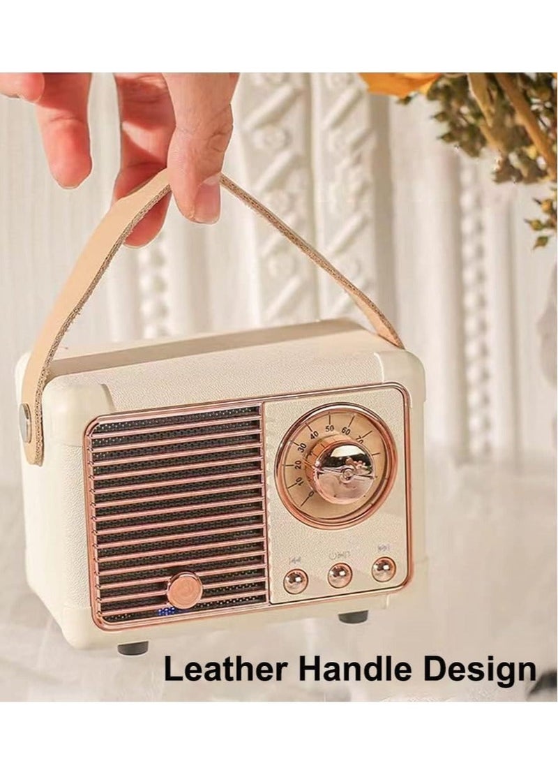 HM-11 Bluetooth Portable Radio, Retro Mini Speaker with Clear Stereo Sound, Rich Bass for iPhone, Android Devices and Tablets(Beige) - Image 5