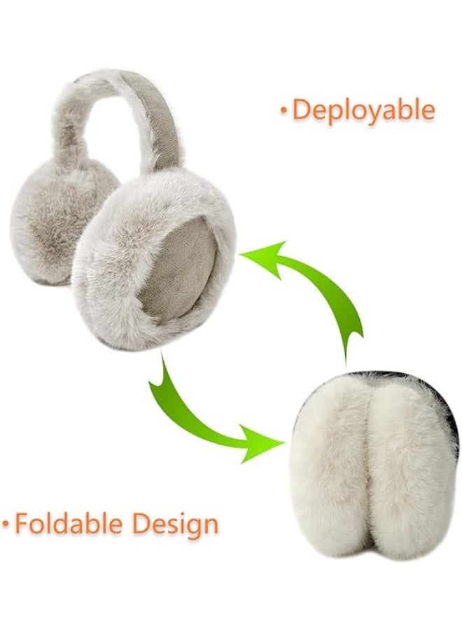 Ear Muffs for Winter Women Foldable Fuzzy Cold Outdoor Earmuffs Soft Faux Furry Ear Warmers Covers - Image 3