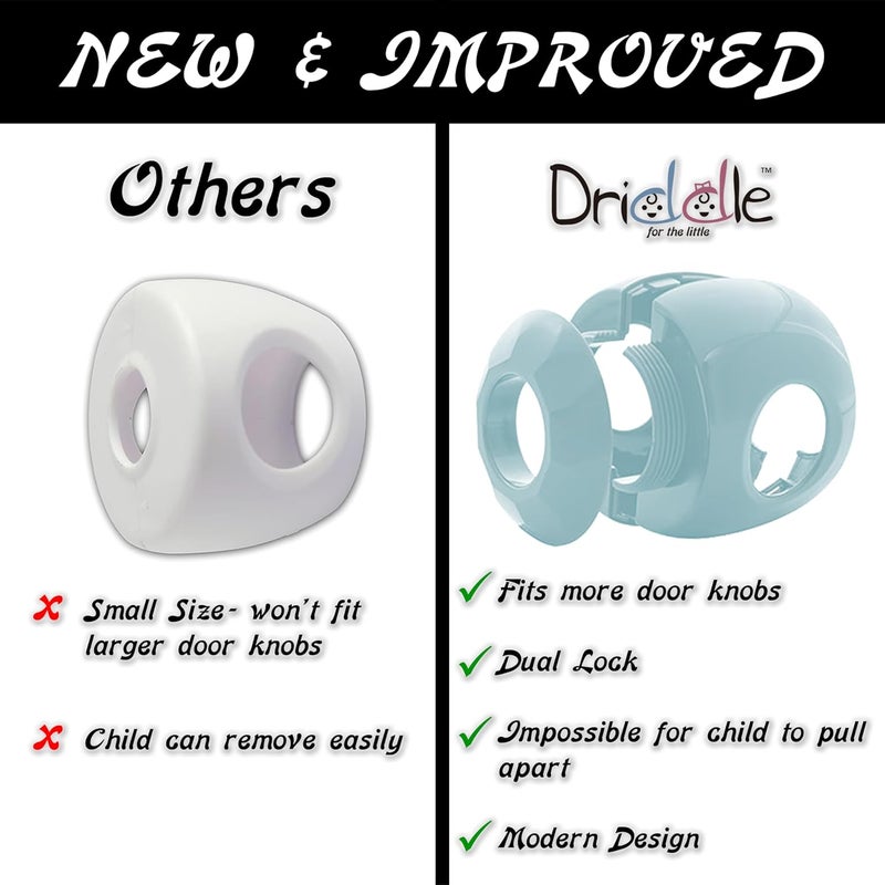 Driddle New  Improved  Door knob Baby Safety Cover  5 Pack  Deter Little Kids from Opening Doors with A Child Proof Door Handle Lock Blue - Image 4