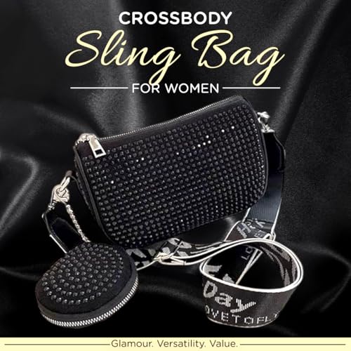 DOSYSO Crossbody Sling Bag Stylish With Pack of Combo Coin Pouch For Women Detachable Broad Strap Evening Clutch Handbags Girls Latest Ladies Side Purse For Party Wedding Wide Belt Shoulder - Image 2