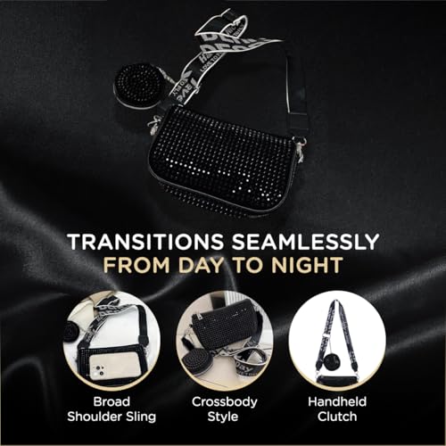 DOSYSO Crossbody Sling Bag Stylish With Pack of Combo Coin Pouch For Women Detachable Broad Strap Evening Clutch Handbags Girls Latest Ladies Side Purse For Party Wedding Wide Belt Shoulder - Image 5