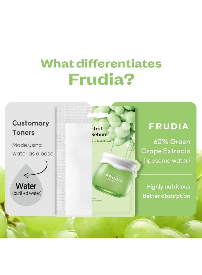 فروديا قناع فروديا ويلكوس للتحكم في مسام البشرة بالعنب الأخضر | قناع ورقي للوجه بخلاصة العنب الأخضر، ومركب التانين للمسام، ومضاد للدهون | قناع ورقي كوري للعناية بالبشرة | أقنعة وجه لتقليص المسام (عبوة من ١٠ قطع) - Image 2