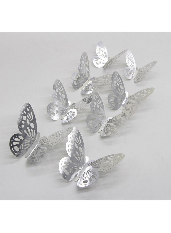 NIBEMINENT 3D Butterfly Stickers Art Wall Decor Set with Glue Silver 13.00 x 0.50 9.30cm - Image 1