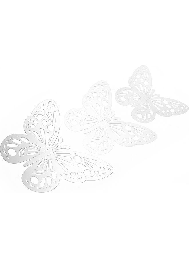NIBEMINENT 3D Butterfly Stickers Art Wall Decor Set with Glue Silver 13.00 x 0.50 9.30cm - Image 2