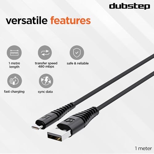 Dubstep Blaze Ultra 30W Type-C 3.5Amp Fast Charging Tangle Free Sturdy 100 cm Cable for Smartphones, Tablets & Other Type-C Devices with 480 Mbps Data Transmission (Black) - Image 4