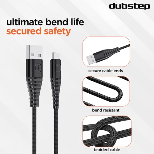 Dubstep Blaze Ultra 30W Type-C 3.5Amp Fast Charging Tangle Free Sturdy 100 cm Cable for Smartphones, Tablets & Other Type-C Devices with 480 Mbps Data Transmission (Black) - Image 5