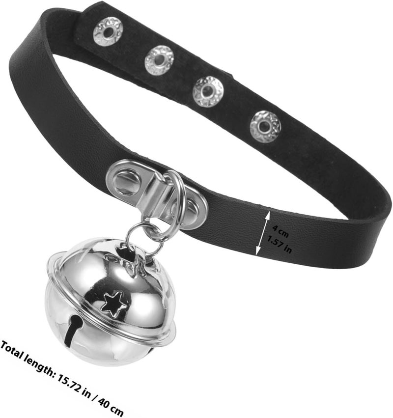 Adjustable Pu Leather Pet Collar with Bell Wear-Resistant Decorative Dog and Cat Collar for Outdoor Use for Large Dogs and Growing Puppies - Image 2