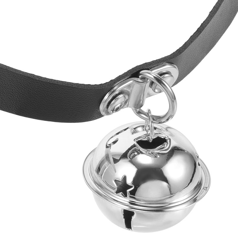 Adjustable Pu Leather Pet Collar with Bell Wear-Resistant Decorative Dog and Cat Collar for Outdoor Use for Large Dogs and Growing Puppies - Image 3