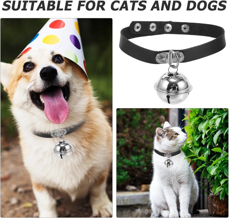 Adjustable Pu Leather Pet Collar with Bell Wear-Resistant Decorative Dog and Cat Collar for Outdoor Use for Large Dogs and Growing Puppies - Image 5