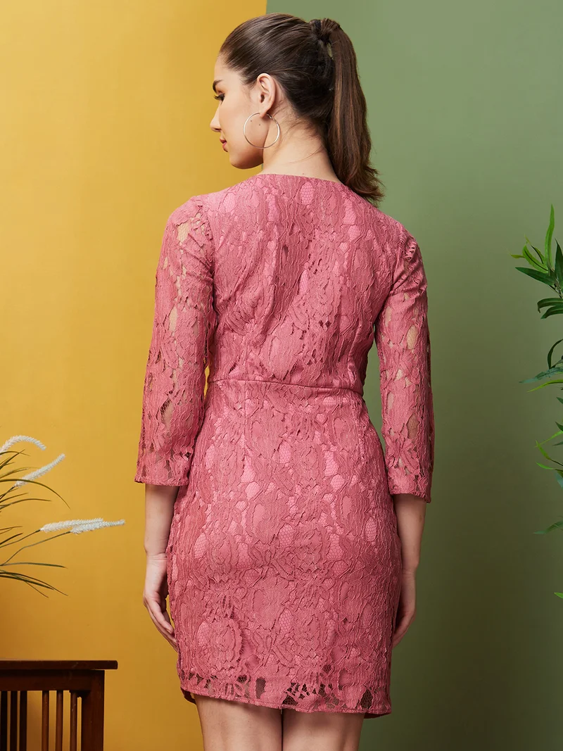 globus Globus Women Opaque Lace Up Bodycon Party Dress