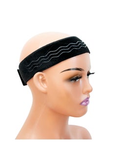 Wig Grip Band Flexible Velvet Scarf Adjustable Wig Comfort Band Headband Wig Comfort NonSlip Adjustable Fasten Wig Bands with Wavy Silicone Black