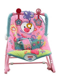 tiibaby Infant To Toddler Recliner Rocker With Soothing Vibration And Adjustable 3-points Harness, 0+ M - Pink/Green  - Image 2