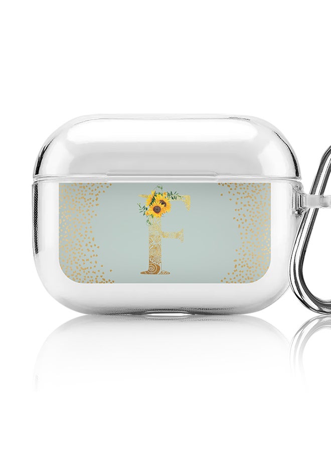 Stylizedd - Classic Clear printed Case for Apple Airpods Pro Soft TPU Gel Thin Transparent Flexible Cover - Custom Monogram Initial Letter Mandala Floral Pattern Alphabet - F ( Light Green ) - Image 1