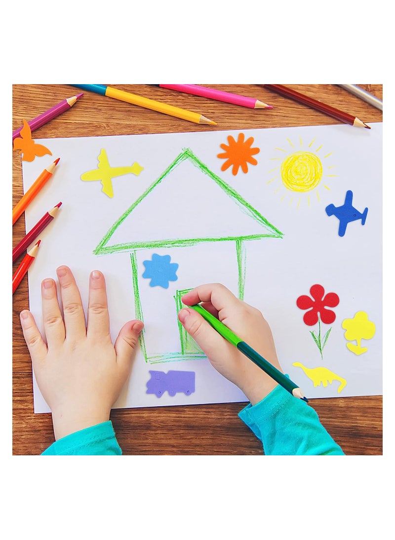 Self Adhesive Geometry Shapes Foam Stickers, Mini EVA Foam Felt Stickers for Kids DIY Art Craft, Heart Crown Flowers Star, 12PCS - Image 5