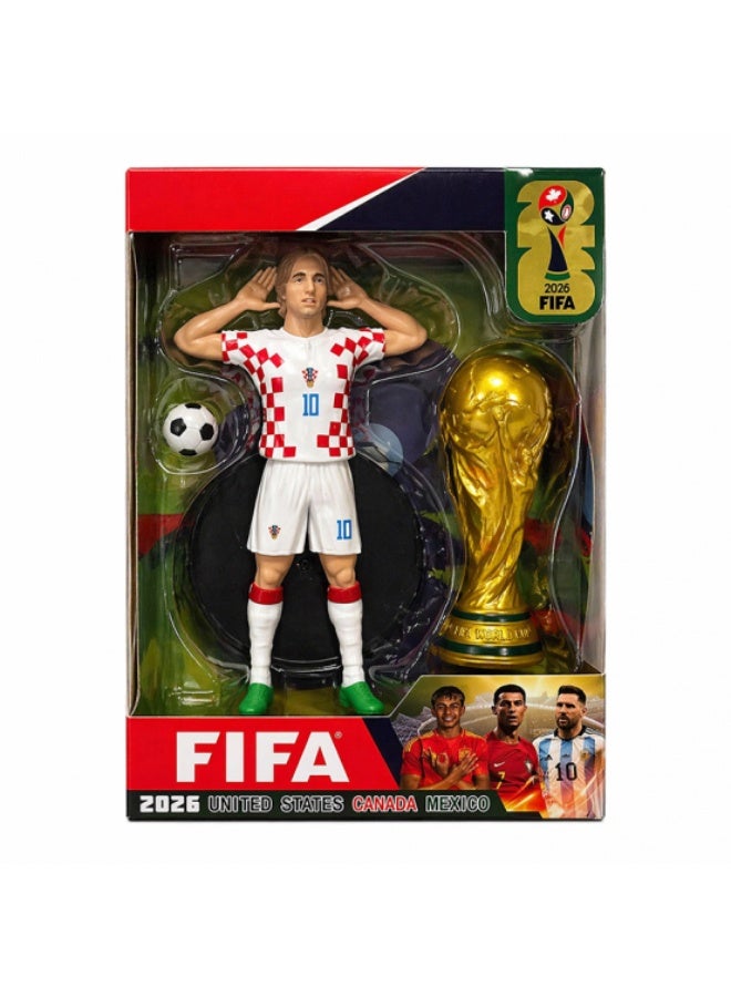 FIFA 2026 Luka Modrić Action Figure Collectible Set with World Cup Trophy and Football