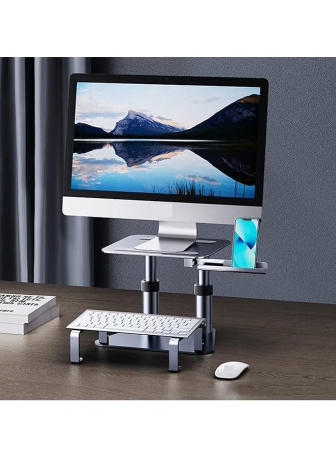 General Monitor Stand, Computer Monitor Stand Adjustable Height Retractable Desktop Stand for Keyboard Lifter for Laptop, Computer Monitor Arm  - Image 2