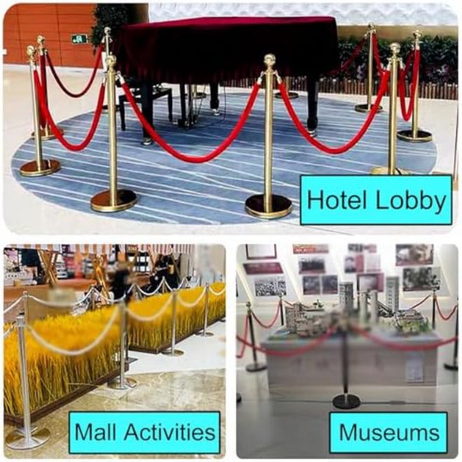 Twisted Rope Safety Barriers for Crowd Control, Ideal for Party Events, Grand Openings, and VIP Lines with Gold Hooks,Red-1.2m/(3.9ft) - Image 3