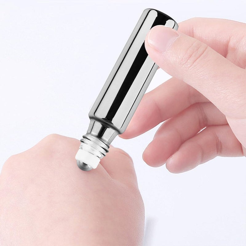 ABOOFAN 10 Pcs 10ml Glass Roll on Bottles with Metallic Stripe Cap, Refillable Essential Oil and Perfume Containers for Travel and Home Use - Image 3