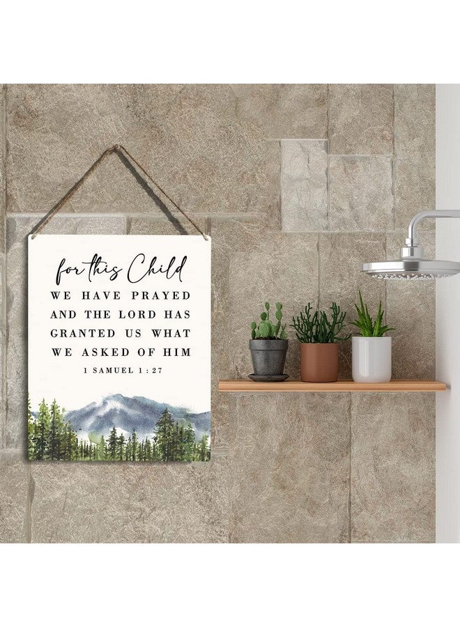 YCYD Inspirational Nursery Decor for Girls Boys Baby Girl Room Decor Christian Nursery Wall Art For This Child We Have Prayed Wooden Hanging Sign Bible Verse Wall Art Sign for Kids Home 8 x 10 Inches - Image 5