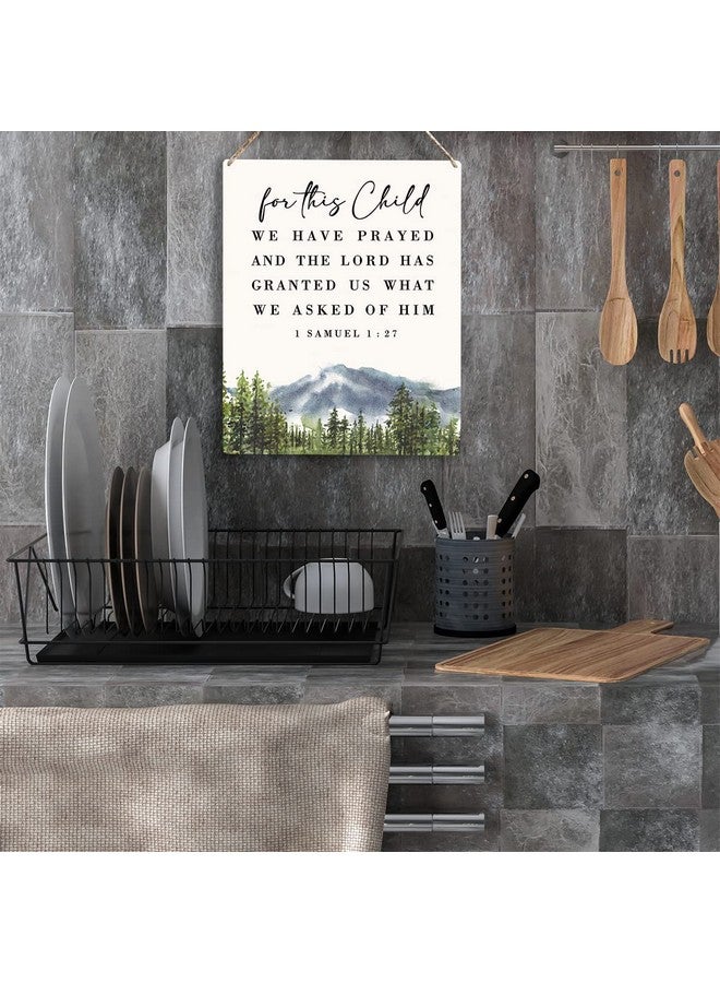 YCYD Inspirational Nursery Decor for Girls Boys Baby Girl Room Decor Christian Nursery Wall Art For This Child We Have Prayed Wooden Hanging Sign Bible Verse Wall Art Sign for Kids Home 8 x 10 Inches - Image 4