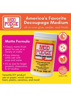 Mod Podge Mod Podge Matte Sealer, Glue & Finish: All-in-One Craft Solution- Quick Dry, Easy Clean, for Wood, Paper, Fabric & More. Non-Toxic - Craft with Confidence, Made in USA, 32 oz., Pack of 1  - Image 2