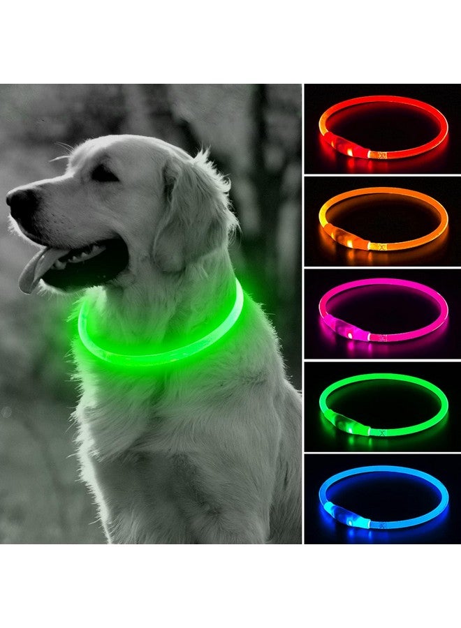 BSEEN Light Up Dog Collar - LED Dog Collar Rechargeable, Glowing Pet Collars for Small Medium Large Dogs, TPU Cuttable Lighted Puppy Collar, Safety Dog Lights for Night Walking (Green 70cm) - Image 1